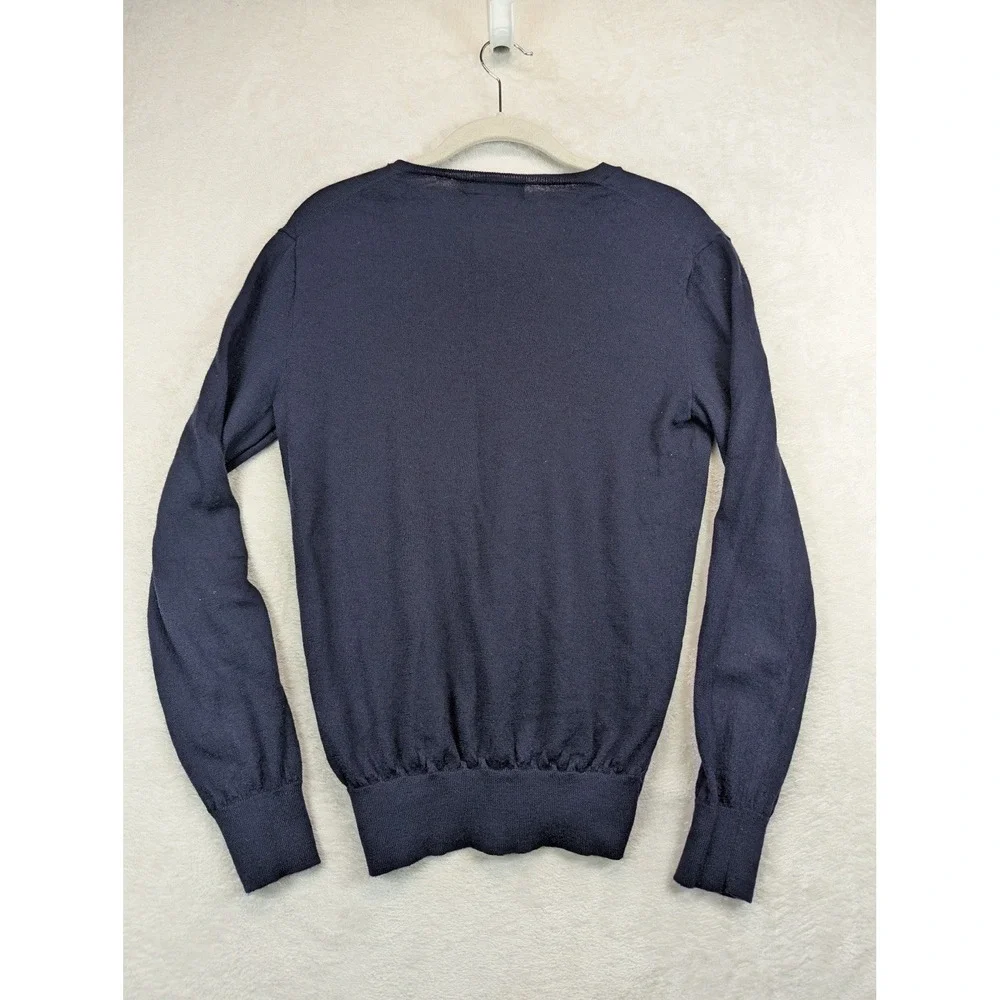 Polo Ralph Lauren Merino Wool Leather Men Small Purple Cardigan Sweater